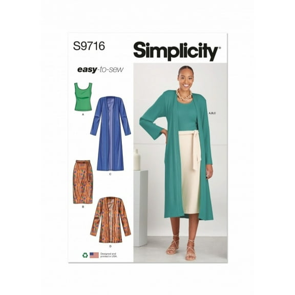 Simplicity Sewing Pattern 9716 Tops, Cardigans, Jackets, Skirts P5