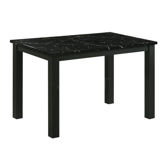 JERFIT Modern Faux Marble Dining Table for 4, Rectangular Kitchen Table with Wood Base, Black Contemporary Dining Room Furniture