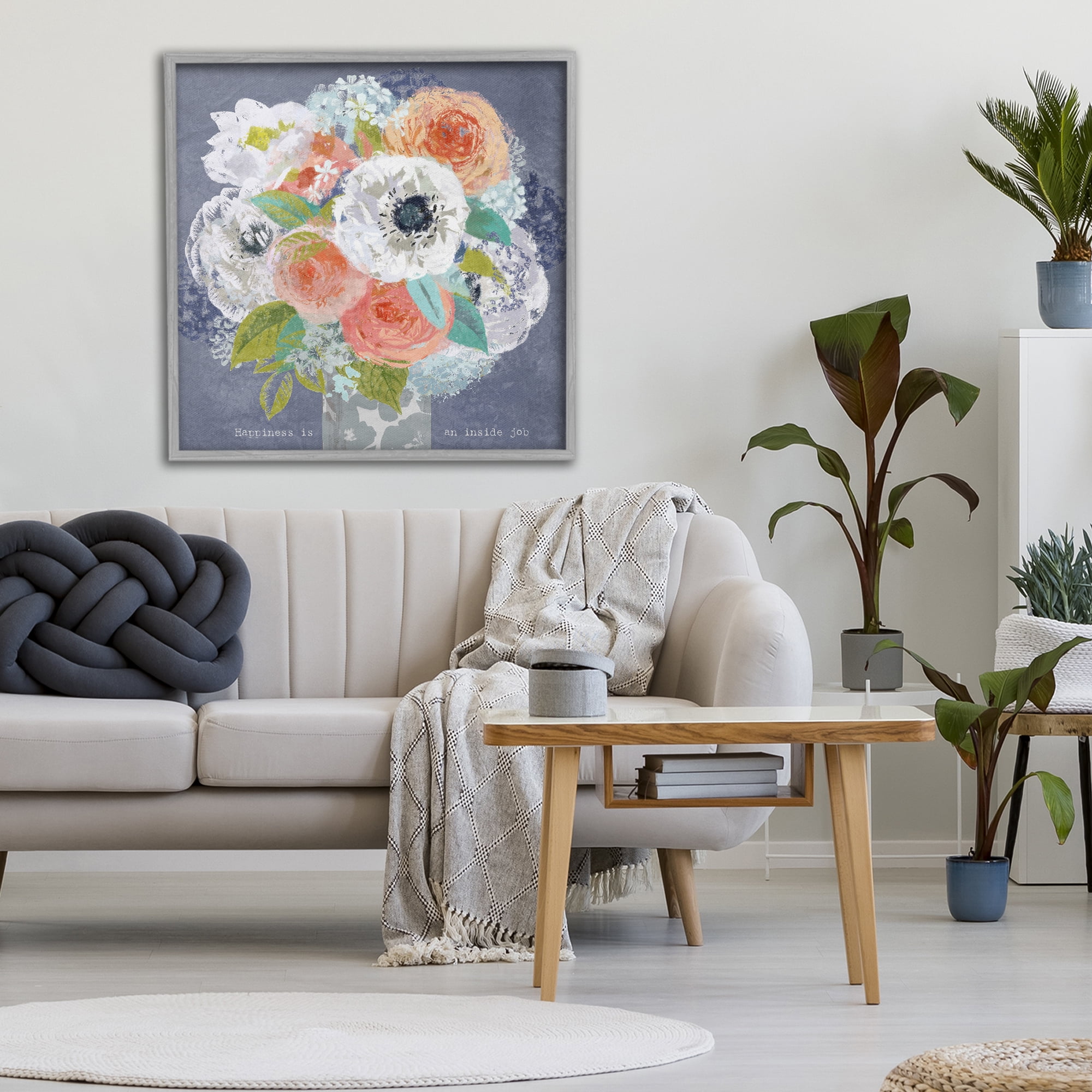 Stupell Industries Happiness Is An Inside Job Gray Framed Giclee Art, design by Suzanne Nicoll