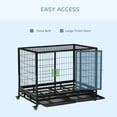 thumbnail image 4 of PawHut 43" Heavy Duty Dog Crate, Indestructible Dog Cage Kennel with Removable Tray, Lockable Wheels and Double Door, for Large and Extra Large, Black, 4 of 9