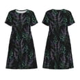 thumbnail image 3 of Bixox Robe d'Été à Manches Courtes pour Femmes Robe Ample Longueur Genou avec Poches-Fleurs Lavande, 3 of 7