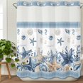 thumbnail image 3 of Blue Coastal Starfish No Hook Shower Curtain with Snap in Liner, Waterproof Fabric Shower Curtains, Summer Beach Coral Shell Nautical Shower Curtain Set Top See Through for Bathroom 72"x72", 3 of 8
