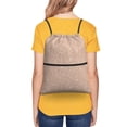 thumbnail image 4 of Naloa Beige Sparkling Glitter Drawstring Backpack String Bag Cinch Water Resistant for Gym Shopping Sport Yoga, 4 of 6
