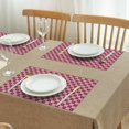 thumbnail image 3 of Pink Brown Heart Checkered Pattern Summer Placemats Table Placemats Set Of 4-Linen Kitchen Washable Placemats Table Mats 11.8"x17.7" Non-Slip Heat Resistant, 3 of 6