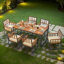 YYAo Outdoor Dining Chairs, Patio Kitchen Chairs,Set of 6 Patio Dining Chairs Acacia Wood Armchairs with Cushions