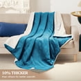 thumbnail image 6 of COZONY Electric Blanket 50" x 60", Throw Size Heated Blanket 220GSM Fuzzy Flannel & 200GSM Fluffy Sherpa with 5 Heating Levels, 4H Auto-off, 10FT Cord, Machine Washable, ETL, Green, 6 of 8