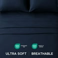 thumbnail image 3 of Sonive Bed Sheet Sets,Ultra Soft Breathable Luxury 4 Piece, (Navy Blue, Full), 3 of 9