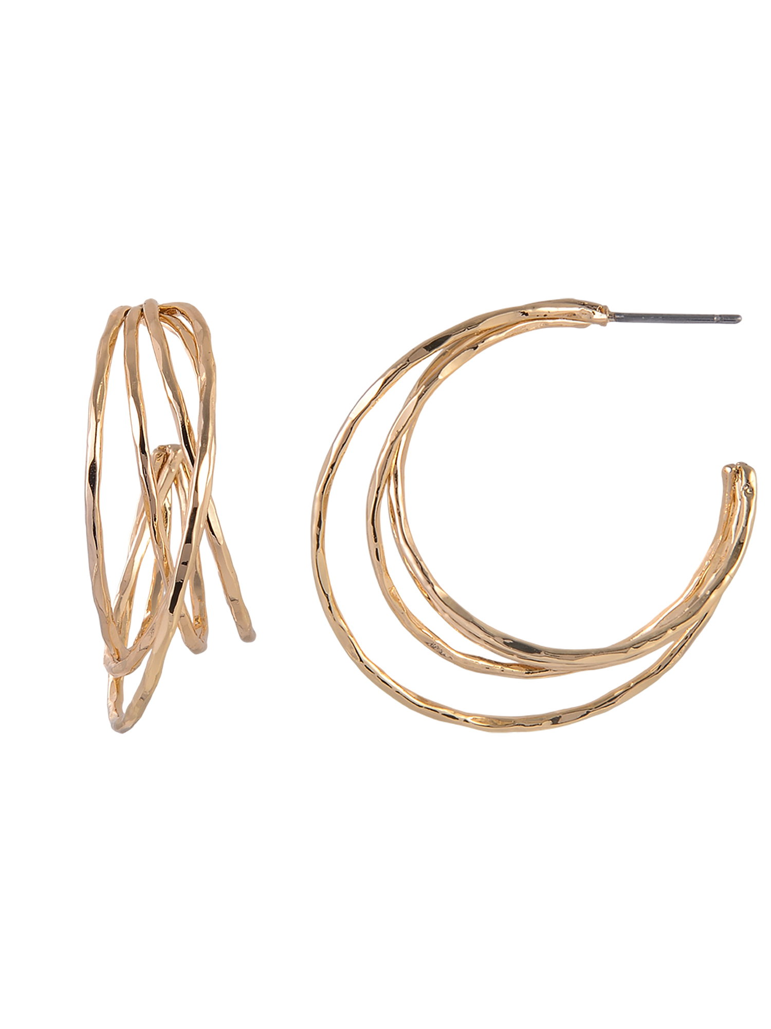 Time and Tru Goldtone Multi Ring C-Hoop Earring