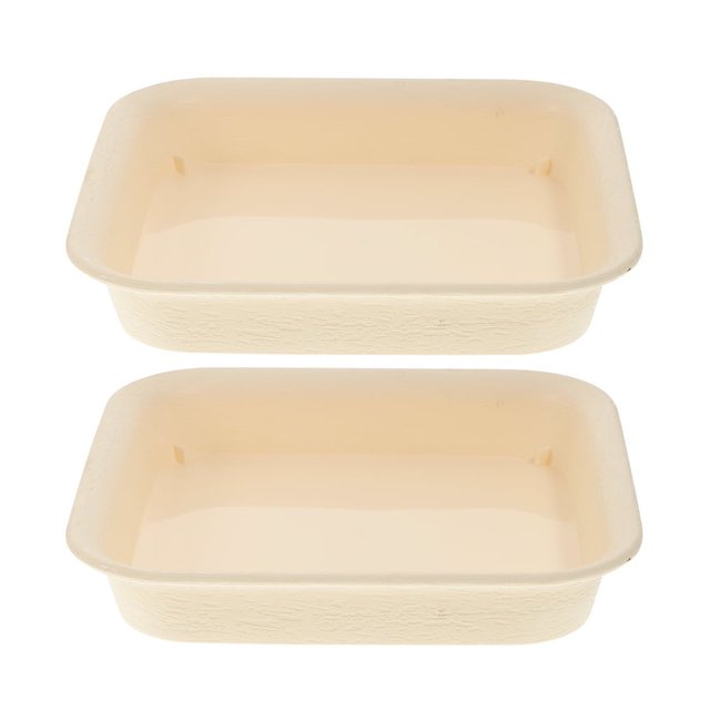 Dsseng 2pcs Square Shape Plastic Flower Pot Tray Pot Water Tray Multi-functional Household Potted Support Leakproof Potted Base for Home (Beige S)