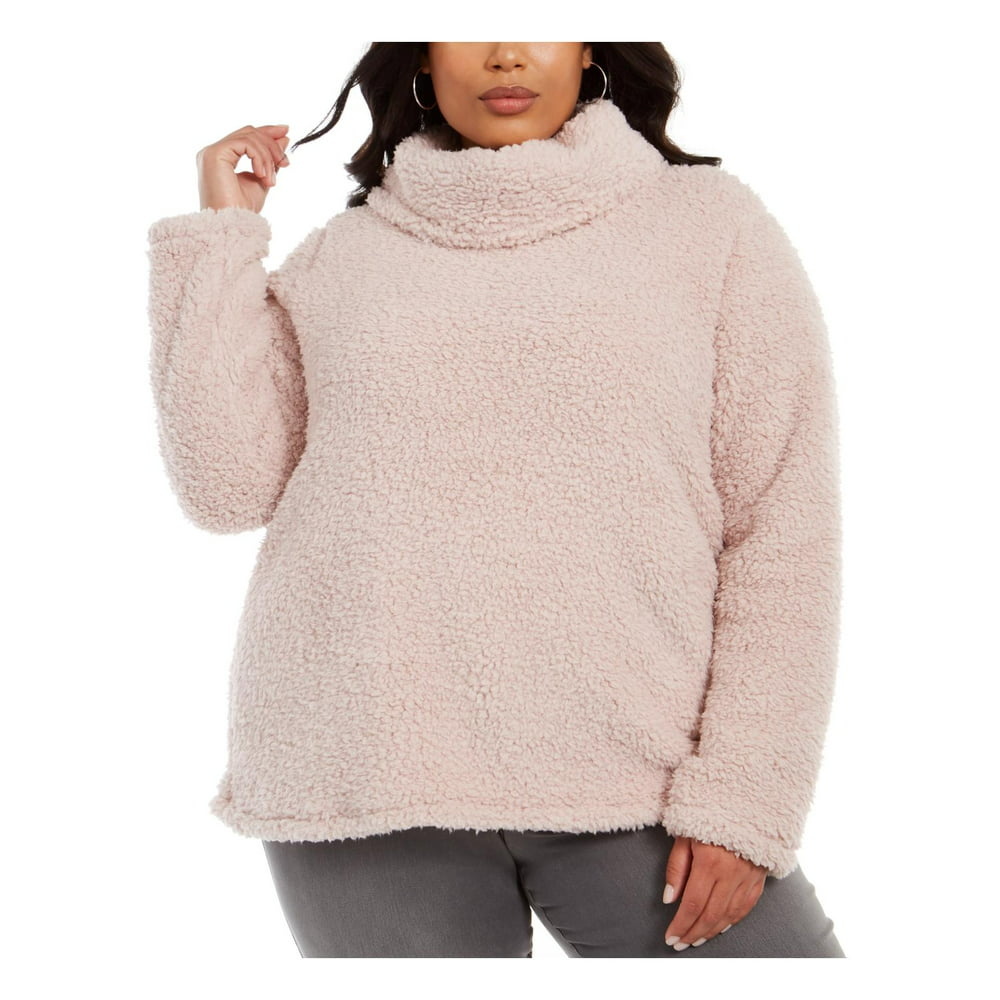 Style & Co. - Style & Co. Womens Plus Sherpa Cowl Neck Pullover Sweater