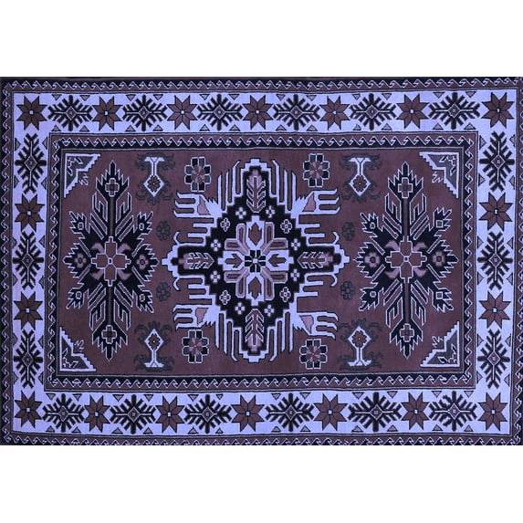 Ahgly Company Machine Washable Indoor Rectangle Persian Blue Traditional Area Rugs, 5' x 7'