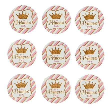 Clown Sticker - Glitter Royal Crown Seal Paper Stickers, Light Pink, 1-Inch, 24-Count