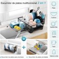 thumbnail image 3 of Escurridor de Platos Extensible de Acero Inoxidable Grande - con Caño de Drenaje Giratorio y Soporte para Cubiertos, para Fregadero y Encimera de Cocina (Negro), 3 of 8