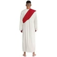 thumbnail image 2 of TiaoBug Men's Jesus Costume Adult Halloween Fancy Dress Robe One Shoulder Shawl Toga Costume Red L, 2 of 5