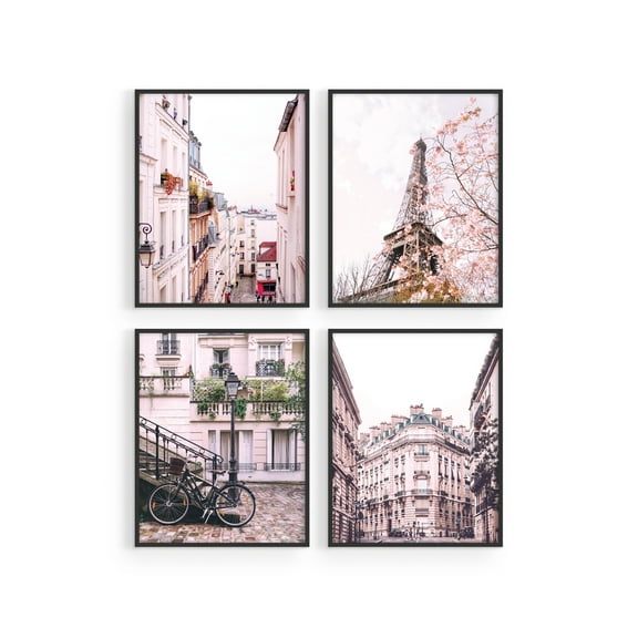 Haus and Hues Pink Paris Wall Decor - Set of 4 Paris Wall Art, Paris Decor for Bedroom | Paris Decor for Bedroom for Girls