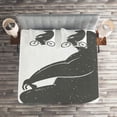 thumbnail image 2 of Ambesonne Modern Quilted Coverlet 3 Pcs, Bike Humor Hipster Bear, King Size, Grey, 2 of 2