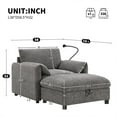 thumbnail image 2 of 38" Oversized Single Chair with Storage Ottoman, USB & Type-C Charger, Phone Holder, Accent Chair for Living Room or Bedroom,Gray, 2 of 7