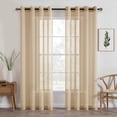 thumbnail image 1 of Cortinas traslúcidas para ventana, 2 paneles de color beige y caqui, elegantes ojales en la parte superior, cortinas de gasa con textura para recámara, sala de estar, 1 of 4