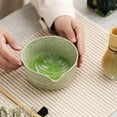 thumbnail image 7 of Matcha Set, Japanese Tea Set Includes Matcha Bowl with Spout, Matcha Whisk Holder, Bamboo Matcha Whisk and Bamboo Scoop, 17 oz Mottled Tea Green Glaze Ceramic Matcha Kit for Tea Lovers, 7 of 7