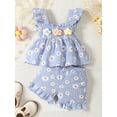 thumbnail image 2 of Biezeib 2Pcs Baby Girl Summer Outfits Ruffle Sleeveless Daisy Print Tank Tops + Shorts Set Newborn Clothes, 2 of 6