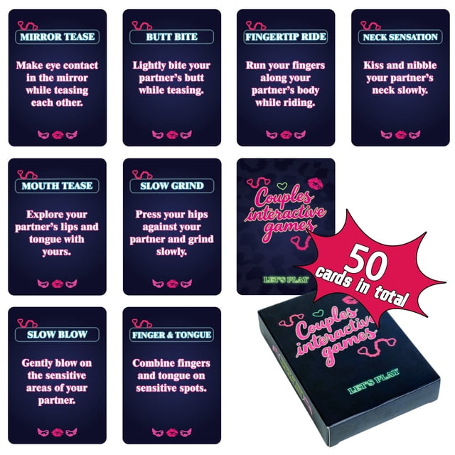 NAOJIE Couples Inteiactive Games: Interactive Desktop Card Game for Adults - 50 Fun Challenge Cards for Spicy Experiences Between College Students and Couples,Date Night Adventure
