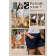 thumbnail image 6 of SHEWIN Shorts for Women Plus Size Cotton Shorts Elastic Waist Drawstring Mid-Rise Wide Leg Shorts Summer Bottoms Green 5X, 6 of 9