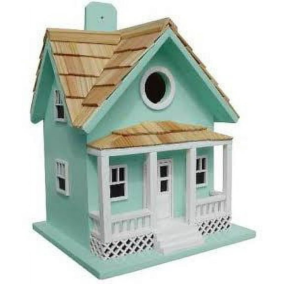 CC Home Furnishings 10" Blue and Brown Sea Foam Beach Side Cottage Outdoor Garden Birdhouse
