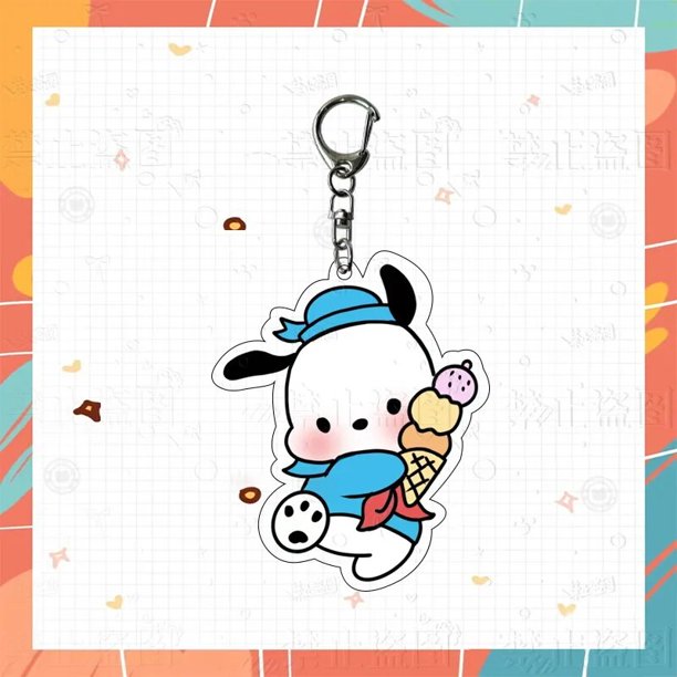 Llavero acrílico de Anime Kawaii Sanrio Pochacco, colgante de bolsa de pareja de dibujos animados, adorno móvil, colgante de bolsa de expresión Linda