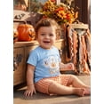 thumbnail image 6 of Loicainy Baby Toddler Boy Halloween Outfit 6 12 18 24 Months 2T 3T 4T Short Sleeve Crew Neck Ghost Embroidery T Shirt and Plaid Shorts Clothes Set, 6 of 8
