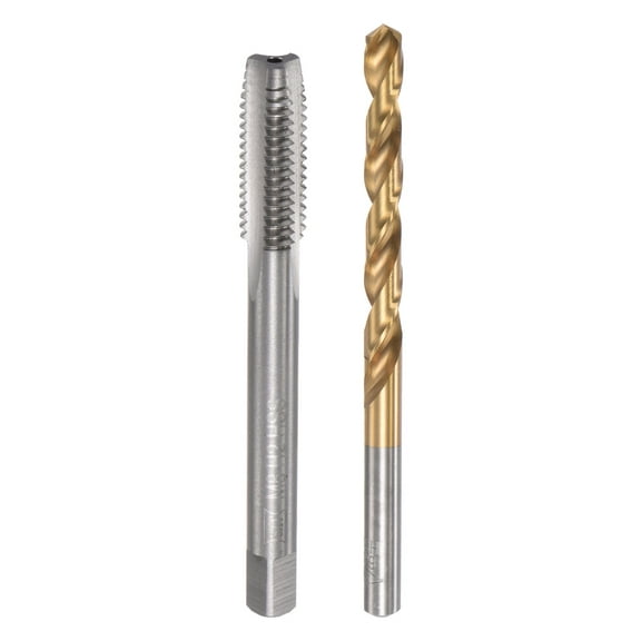 Uxcell M8 x 1.25 Straight Flute Tap and 6.8mm Drill Bit Set High Speed Steel Titanium Plated