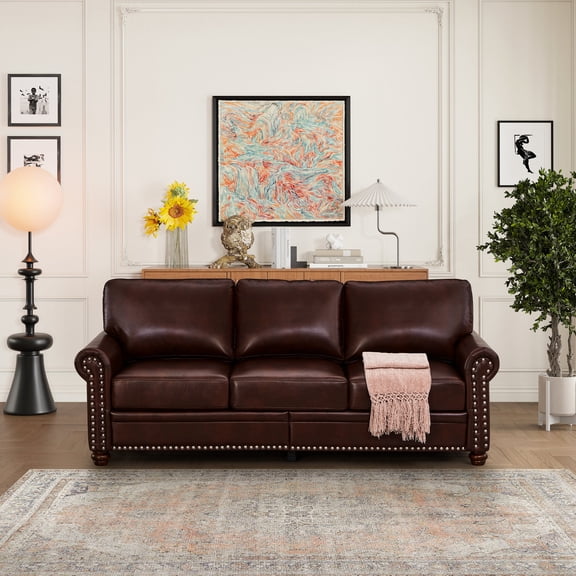Stylish Nails Design - Comfortable 3 - Seat Faux Leather Sofa for Home