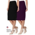 thumbnail image 5 of Women's High Waist Stretch Pull On Casual Office Soft Pencil Midi Skirt (Pack of 2), 5 of 5