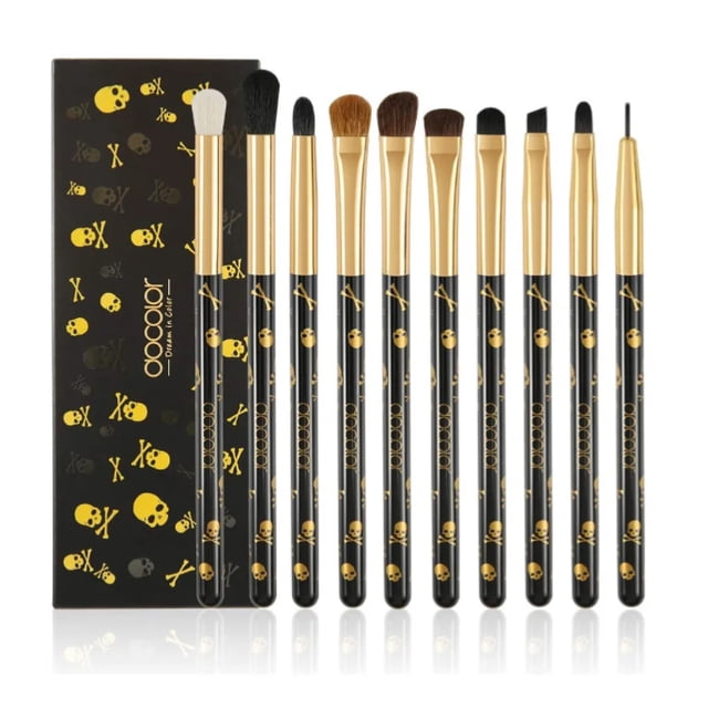 Set De Brochas De Maquillaje De Ojos, 10 Unidades, Modelo Negro