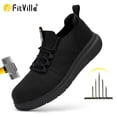 thumbnail image 2 of FitVille zapatos de trabajo para hombre, calzado de seguridad Extra ancho, antideslizante, a prueba de perforaciones, ligero, adecuado para pies hinchados, soporte para arco, 2 of 5