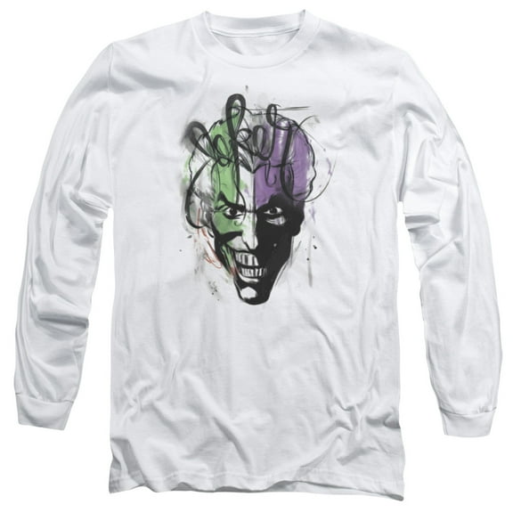 Batman Joker Airbrush Long Sleeve T-Shirt Adult 18/1 White