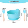 thumbnail image 2 of Vajilla de alimentación para bebés, vajilla infantil de silicona de 3 piezas, cuchara de bambú de haya, tenedor Zhivalor BST3018237-2, 2 of 5