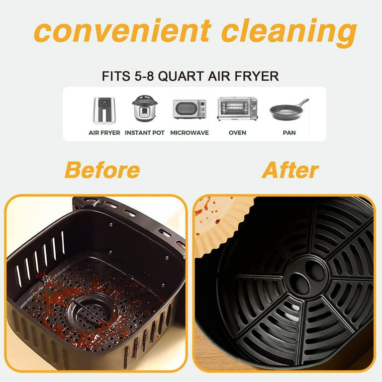 Air Fryer Liners Disposable 100pcs Air Fryer Parchment Paper 8 inch (Fit 5-8 qt) Non-Stick Oil Paper for Air Frying, Baking, Microwave Oven Baking