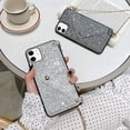 thumbnail image 5 of for iPhone 11 Bling Case, Glitter Diamond Sequins Case Small Credit Card Cash Holder Wallet Case with Shiny Crossbody Chain Hard PC Back Protective Girly Stand Case Black, 5 of 14