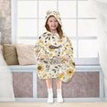 thumbnail image 7 of FORMRS Wearable Blanket Hoodie with Sleeves for Kids Cozy Flannel Sweatshirt, Beige Birds Floral, 7 of 7