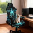 thumbnail image 2 of SCRAWLGOD Sea Turtle Floral Print Blue Black Gaming Chair Cover with Armrest Cover, Thick Computer Chair Cover with Stretchy Bottom Non Slip Gaming Rotating Chair Slipcover, 2 of 7