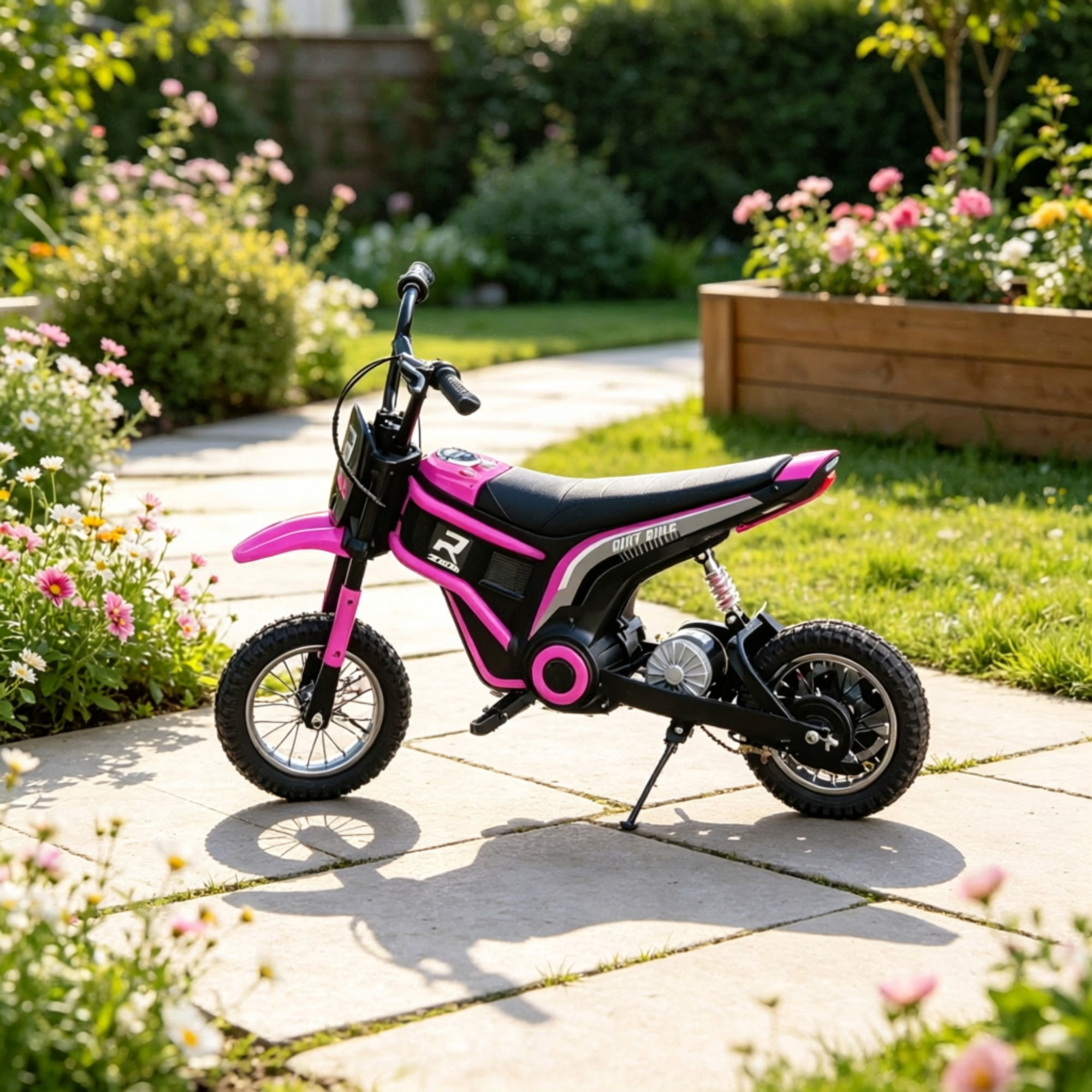 24V 350W Kids Dirt Bike, Electric Motorized, 15 MPH Top Speed, Twist Grip Throttle, Pink