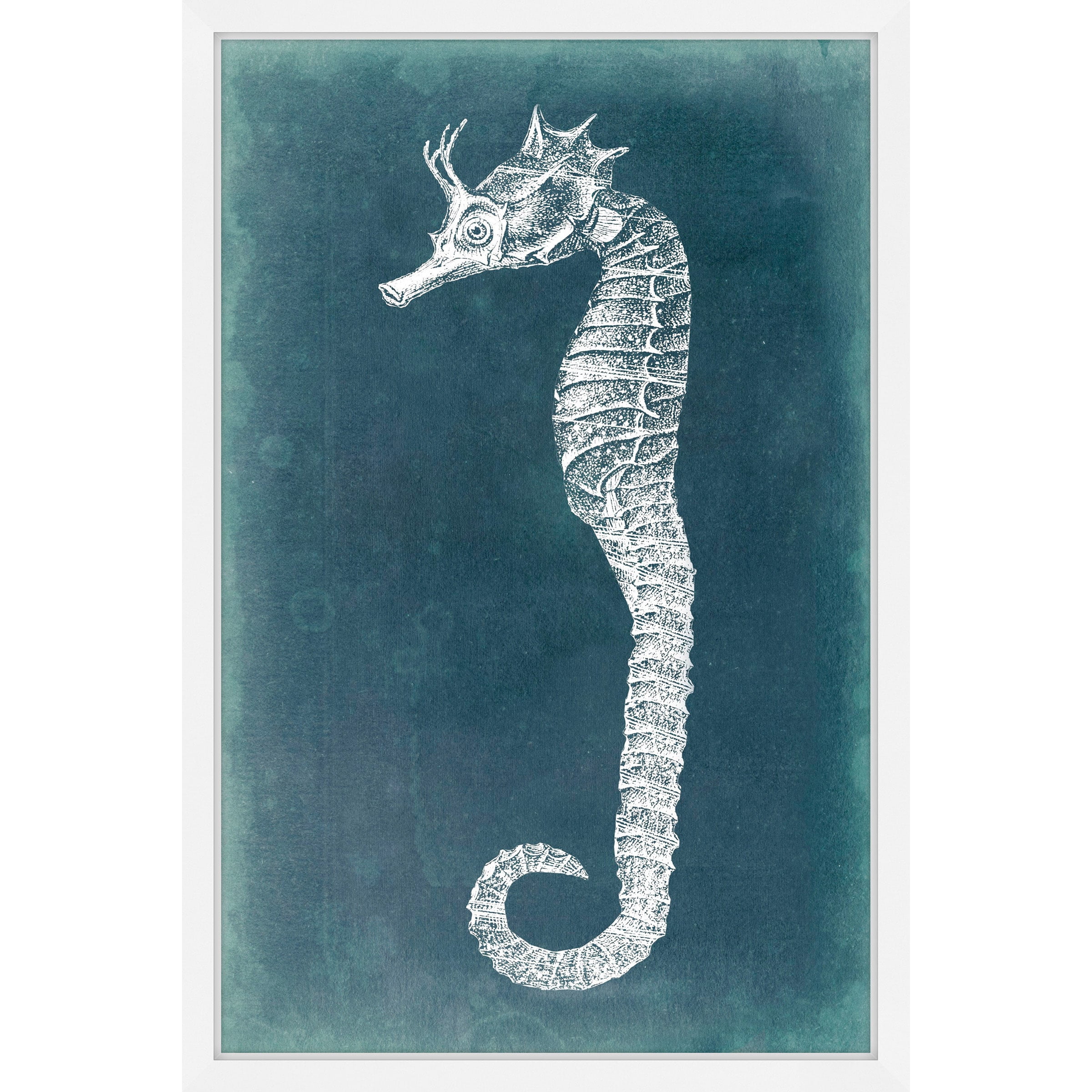"Azure Seahorse I" Framed Painting Print