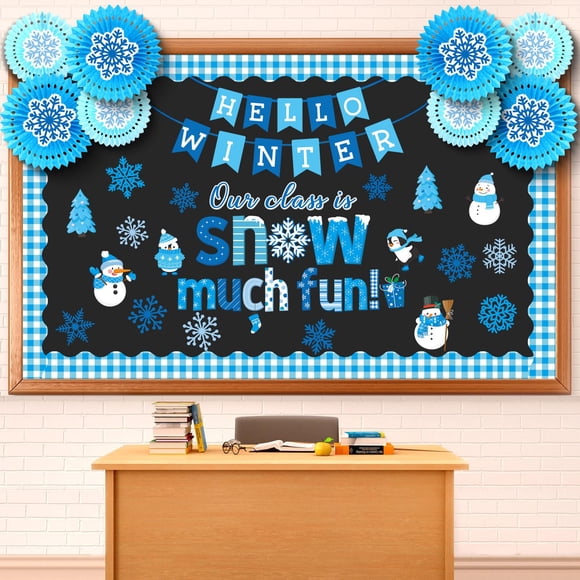 Juego de tablones de anuncios de invierno de Eersida, 71 unidades, decoración de aula