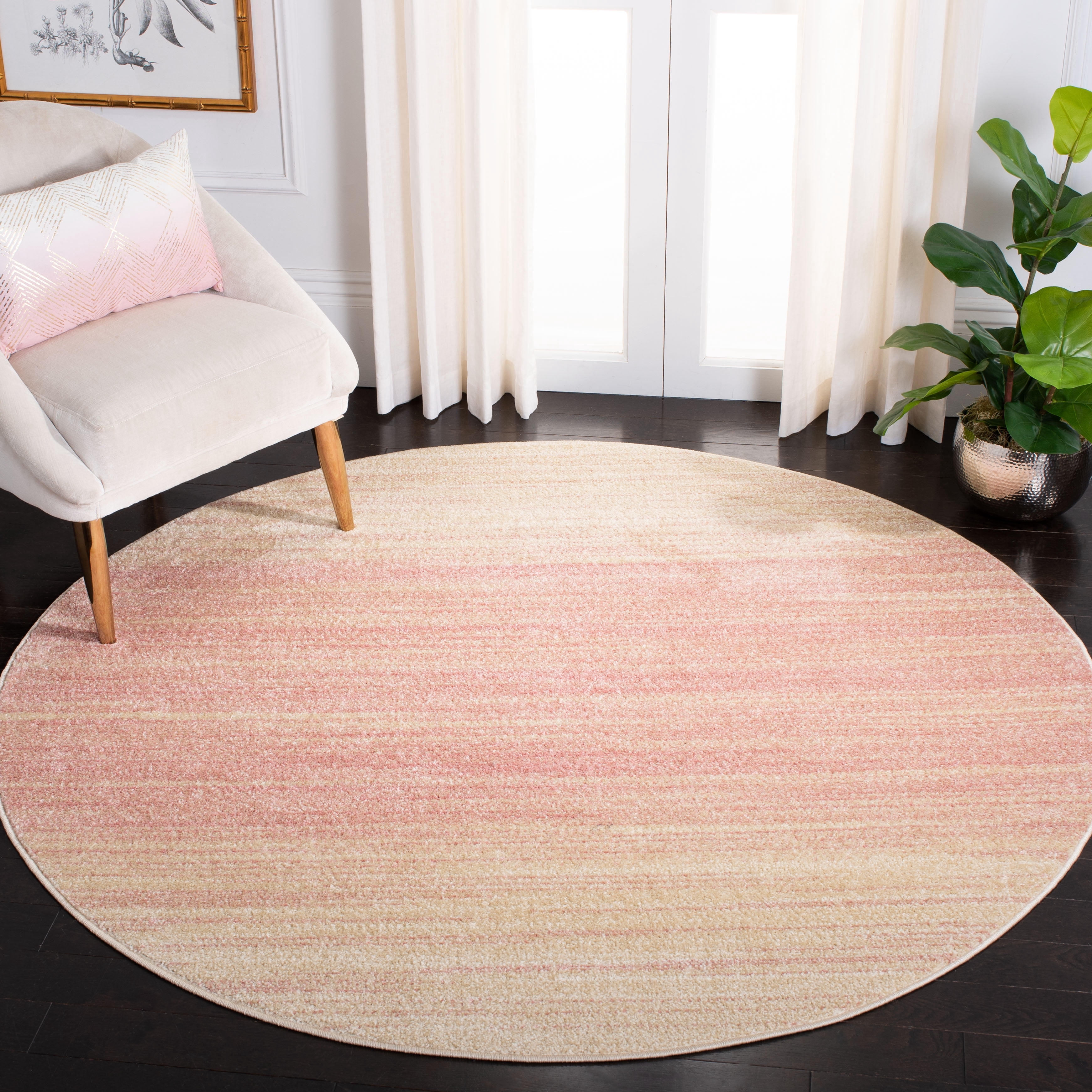 SAFAVIEH Adirondack Maris Abstract Area Rug, Pink/Ivory, 8' x 8' Round