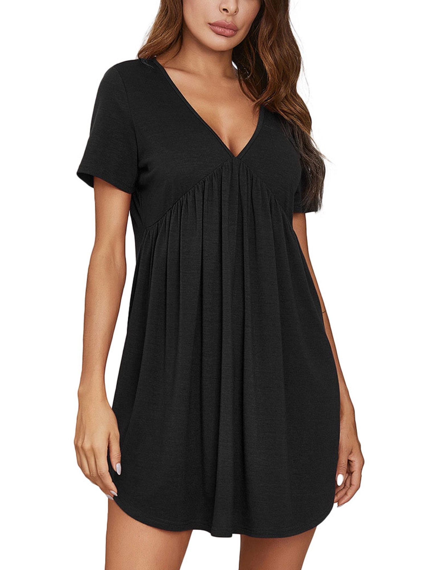 Women Nightshirt V Neck Boyfriend 