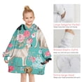 thumbnail image 6 of Labrador Dogs with Pioneer Flower Blanket Hoodies for Kids 6-13YR Oversize Wearable Blanket Hoodies for Boys Girls Teens, 6 of 7