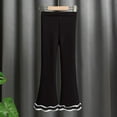 thumbnail image 4 of CAICJ98 Toddler Girl Flare Pants Ruffle Ribbed Leggings for Girls Cotton Solid Bell Bottoms for Toddler Girls Elastic Waist Trousers Black,4-5 Years, 4 of 4