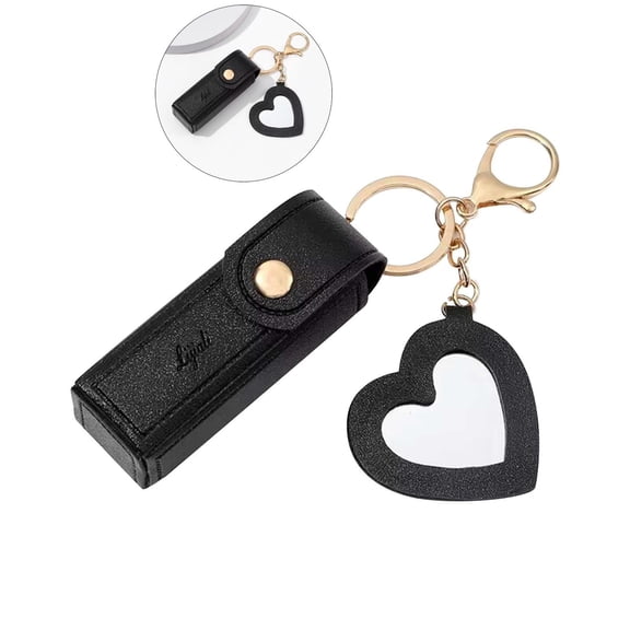 Lipstick Holder Keychain Chapstick Holder Lip Balm Holder Keyring Soft Leather Portable Lipstick Holder Lipstick Pouch with Metal Key Ring for Travel Carry Lipstick