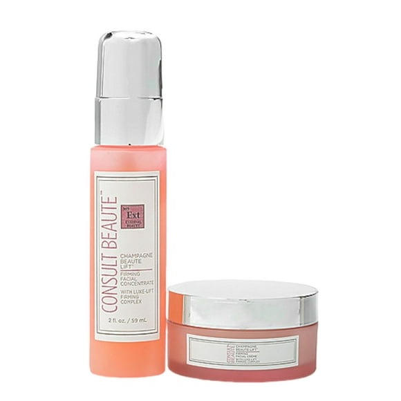 Consult Beaute - Champagne Beaute Lift Raffermissant Ensemble de 2 Pcs - Crème Hydratante pour le Visage et Sérum Régénérant pour la Peau - Aide à Resserrer, Lifter et Raffermir l'Apparence de l'Affaissement, Slac