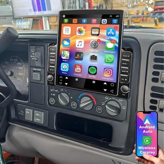 9.7in Double Din Car Stereo For Chevrolet Tahoe 2003 2004 2005 2006 - GPS Navigation   Built-in Wireless CarPlay   Backup Camera​ ​/ 2 32G